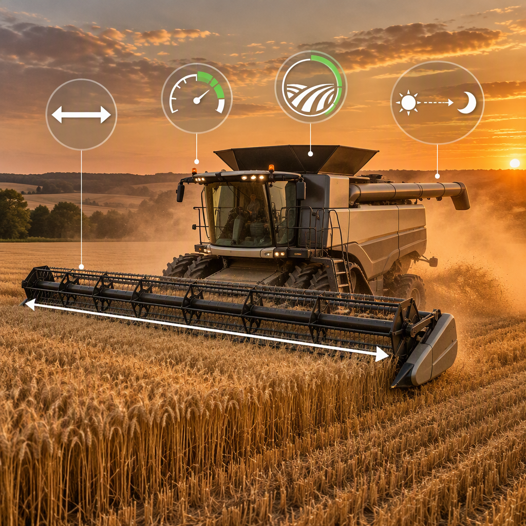 Grande moissonneuse-batteuse r&eacute;coltant du grain avec des concepts d